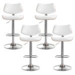 Artiss 4x Bar Stools Kitchen Dining Chairs Gas Lift Stool Wooden Leather White - Image 3