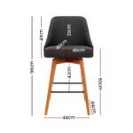 Artiss 2x Bar Stools Swivel Seat Wooden Charcoal - Image 2