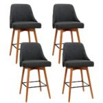 Artiss 4x Bar Stools Swivel Seat Wooden Charcoal