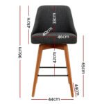 Artiss 4x Bar Stools Swivel Seat Wooden Charcoal - Image 2