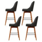 Artiss 4x Bar Stools Swivel Seat Wooden Charcoal - Image 3