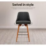 Artiss 4x Bar Stools Swivel Seat Wooden Charcoal - Image 6