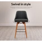 Artiss 4x Bar Stools Swivel Seat Wooden Charcoal - Image 7