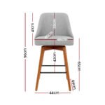Artiss 2x Bar Stools Swivel Seat Wooden Grey - Image 2