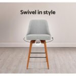 Artiss 2x Bar Stools Swivel Seat Wooden Grey - Image 6