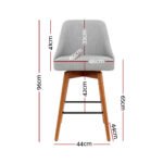 Artiss 4x Bar Stools Swivel Seat Wooden Grey - Image 2