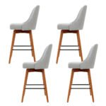 Artiss 4x Bar Stools Swivel Seat Wooden Grey - Image 3