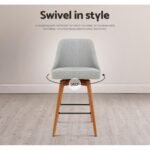 Artiss 4x Bar Stools Swivel Seat Wooden Grey - Image 7