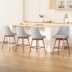 Artiss 4x Bar Stools Swivel Seat Wooden Grey - Image 8