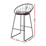 Artiss 2x Bar Stools Padded Seat Metal - Image 2
