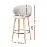 2x Artiss Bar Stools Dining Chairs Contoured Leather Wood Stool - Image 2