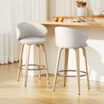 2x Artiss Bar Stools Dining Chairs Contoured Leather Wood Stool - Image 7