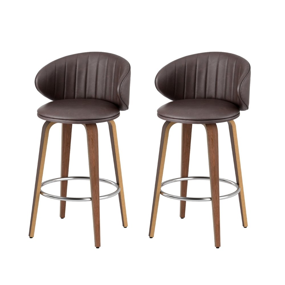 BA-TW-8186-BRX2-202503211022-00.jpg 2x Artiss Bar Stools Dining Chairs Contoured Leather Wood Stool - Image 1