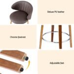 2x Artiss Bar Stools Dining Chairs Contoured Leather Wood Stool - Image 6