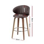 4x Artiss Bar Stools Dining Chairs Contoured Leather Wood Stool - Image 2