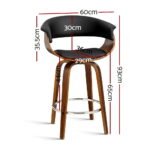 Artiss Bar Stools Swivel PU Seat Wooden - Image 2
