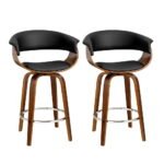 Artiss 2x Bar Stools Swivel PU Seat Wooden - Image 8