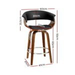 Artiss 4x Bar Stools Swivel PU Seat Wooden - Image 2