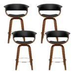 Artiss 4x Bar Stools Swivel PU Seat Wooden - Image 3