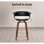 Artiss 4x Bar Stools Swivel PU Seat Wooden - Image 6