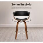 Artiss 4x Bar Stools Swivel PU Seat Wooden - Image 7