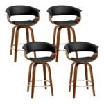 Artiss 4x Bar Stools Swivel PU Seat Wooden - Image 8