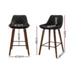 Artiss 2x Bar Stools PU Seat Wooden - Image 2