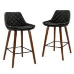 Artiss 4x Bar Stools PU Seat Wooden - Image 3