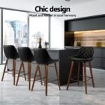 Artiss 4x Bar Stools PU Seat Wooden - Image 4