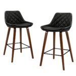 Artiss 4x Bar Stools PU Seat Wooden - Image 7