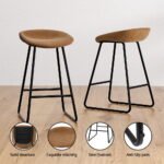 Artiss 4x Bar Stools Kitchen Dining Chairs Counter Stool PU Leather Metal Brown - Image 5