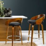 Artiss 2x Bar Stools Swivel Seat Curving Backrest - Image 7