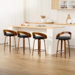 Artiss 4x Bar Stools Swivel Seat Curving Backrest