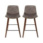 Artiss Bar Stools Kitchen Counter Barstools Leather Wooden Chairs x2 - Image 3