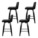 Artiss Bar Stools Kitchen Leather Barstools Swivel Wooden Chairs X4 - Image 3