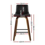Artiss 4x Bar Stools Swivel Leather Padded Wooden - Image 2