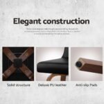 Artiss 4x Bar Stools Swivel Leather Padded Wooden - Image 6