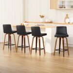 Artiss 4x Bar Stools Swivel Leather Padded Wooden - Image 7
