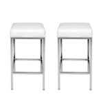 Artiss 2x Bar Stools Leather Padded Metal White - Image 3