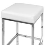 Artiss 2x Bar Stools Leather Padded Metal White - Image 5