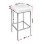Artiss 4x Bar Stools Leather Padded Metal White - Image 2