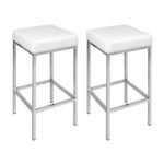 Artiss 4x Bar Stools Leather Padded Metal White - Image 3