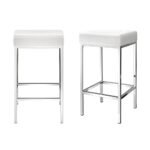 Artiss 4x Bar Stools Leather Padded Metal White - Image 7
