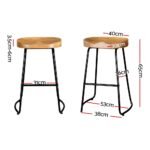 Artiss 2x Bar Stools Tractor Seat 65cm Wooden - Image 2