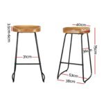 Artiss 2x Bar Stools Tractor Seat 75cm Wooden - Image 2
