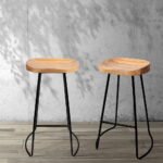 Artiss 2x Bar Stools Tractor Seat 75cm Wooden - Image 7