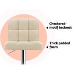 Artiss 2x Bar Stools Leather Gas Lift Beige - Image 6