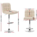 Artiss 4x Bar Stools Leather Gas Lift Beige - Image 2