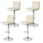 Artiss 4x Bar Stools Leather Gas Lift Beige - Image 3