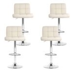 Artiss 4x Bar Stools Leather Gas Lift Beige - Image 6